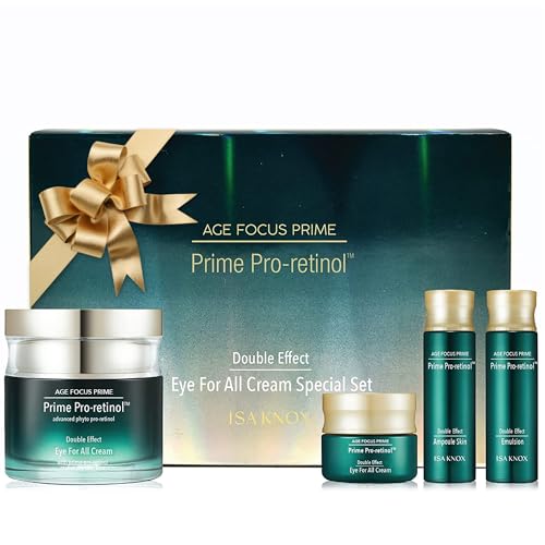 Isa Knox AGE FOCUS Prime Double Effect Eye For All Cream Set (3.4fl oz) - Korean Skincare Set, Lightweight Rich Eye Cream, Toner, Emulsion by LG Beauty. Daytime Retinol.