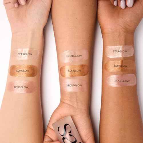 Saie Mini Glowy Super Gel - Hydrating Makeup Primer and Illuminating Glow Serum Enriched with Vitamin C and Squalane Oil - All-Over Liquid Highlighter Makeup for Instant Glass Skin - Roseglow (0.5 oz)