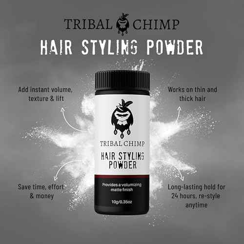Tribal Chimp Hair Styling Powder for Men & Women ? Hair Volumizer & Texture Powder for All Hair Types with Matte Finish ? 24H Invisible Hold, Adds Volume & Texture, Non-Sticky and Smells Great ? 10g