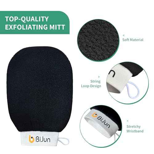 BiJun Exfoliating Glove Moroccan Kessa Scrub Exfoliating Gloves Deep Exfoliating Mitt Body Scrub Premium Scrub Wash Mitt Body Skincare at Home Shower or Bath Exfoliating Mitts for Dead Skin Remover