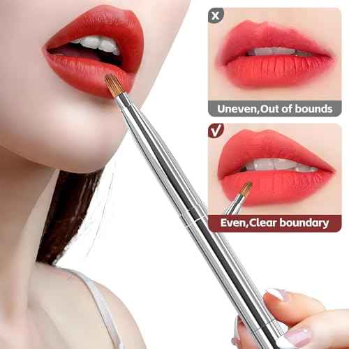 Silver Dual Ended Retractable Lip Brush ? Portable Lip Brush for Lipstick & Lip Gloss, Eyeshadow Applicator, Travel-Friendly Makeup Brush, Includes Lid, Great Gift for Makeup Lovers