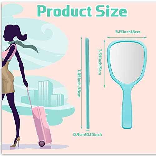 Vinsot 50 Pcs Handheld Mirror Bulk Small Hand Mirrors with Handle Plastic Portable Daily Makeup Tools for Home Travel Camping Daily, 3.15 Inch Wide, 7.09 Inch Long (6 Colors)