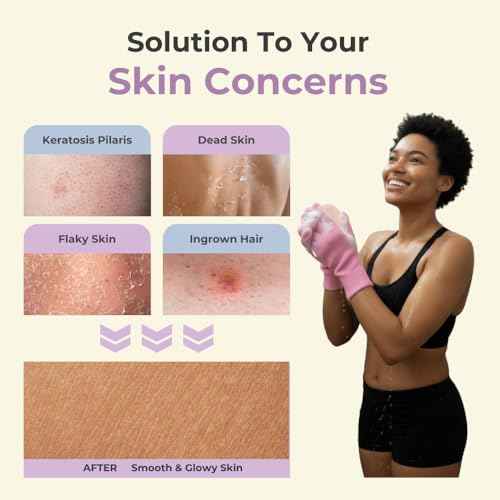 Exfoliating Mitt Glove for Dead Skin ? Smooth Body Scrub Shower & Bath Set with Korean Finger + Mitt Combo & 5 Grain AHA Soap Set? Skin Care Exfoliator Gloves & Bar