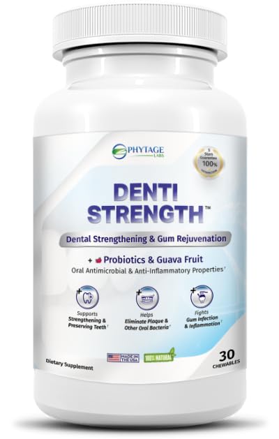 Denti Strength by PhytAge Laboratories - Chewable Dental Supplement for Teeth & Gums, Supports Oral Health, Antioxidant Support for Gums and Teeth - 30 Chewables