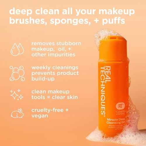 Real Techniques Miracle Deep Cleansing Gel, Makeup Brush & Sponge Cleaner Shampoo for Makeup Tools, Vegan & Cruelty-Free, 4 fl. oz./118 ml Bottle