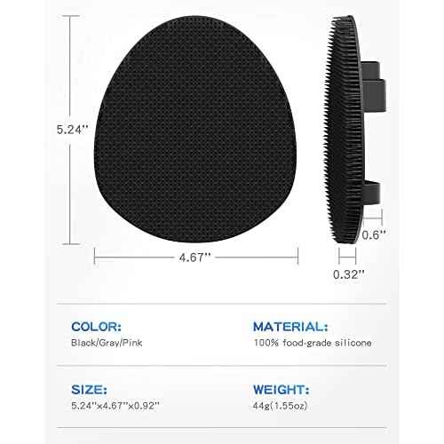 Manmihealth Silicone Back Scrubber(Thick Bristles) & Soft Bath Glove Set, Super-Exfoliating Body Scrubber & Super-Lathering Shower Brush Combination, with a Free Hook.(Black)