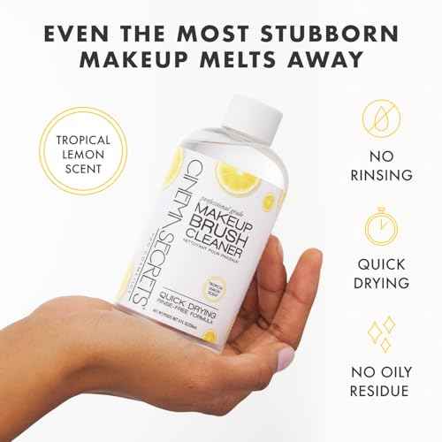 Cinema Secrets Original Makeup Brush Cleaner Solution - Professional Cleanser for Makeup Brushes - Quick-Drying, Rinse-Free Formula - Removes Stubborn Waterproof Make Up - Lemon