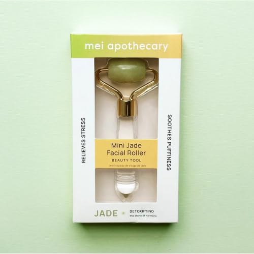 Mei Apothecary Mini Jade Face Roller - Authentic Jade Roller for Tension Relief, Puffiness & Radiant Skin, Relaxing Face Massager for All Skin Types
