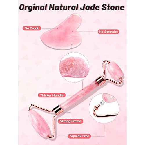 Gua Sha Face Roller Tools: Jade Roller Facial Tools for Skin Care - Facial Massager for Face, Eyes, Neck, Relieve Fine Lines and Wrinkles