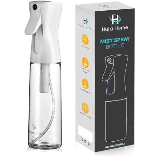 Hula Home Spray Bottle for Hair (10.1oz/300ml) - Powered by Flairosol¢ç Spray Technology - Continuous Ultra Fine Mist Sprayer ? For Hairstyling, Cleaning, Salons, Plants, Essential Oil & More - White