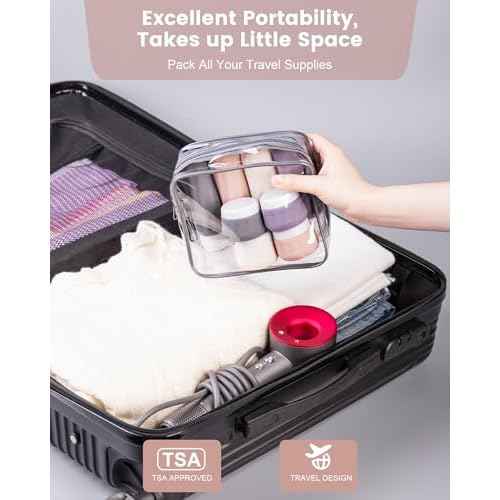Travel Bottles for Toiletries 8 Pack, Travel Size Toiletries, Tsa Approved Travel Size Containers 3oz, with Travel Essentials Clear Bag, Leak Proof Silicone Squeezable Creams Jars