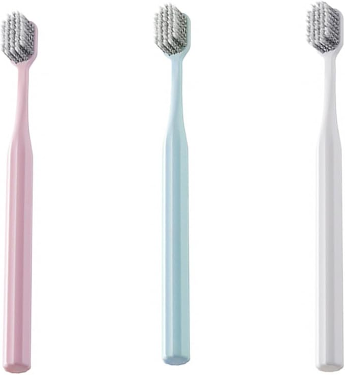 3pcs Soft-Bristle Toothbrush for Adults Ultra-fine Spiral Bristles for Deep Teeth Cleaning PP Material Lightweight Portable Design for Everyday Oral