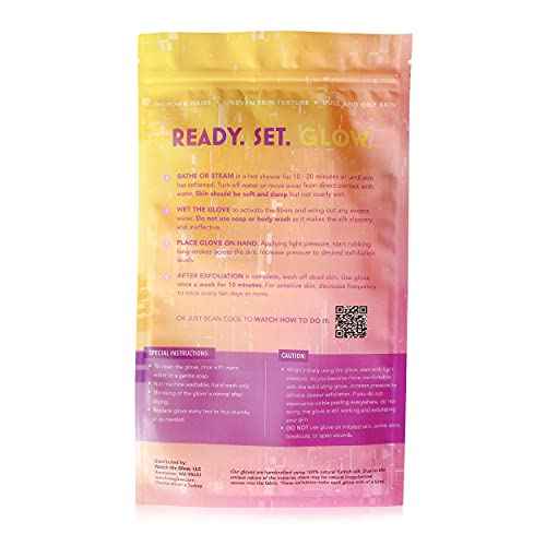 WATCH ME GLOW Silk Exfoliating Glove 100% Turkish Silk DEEP EXFOLIATING Body Scrubber Dead Skin Removal Body Exfoliator SMOOTHS SKIN and Keratosis Pilaris Exfoliating Mitt