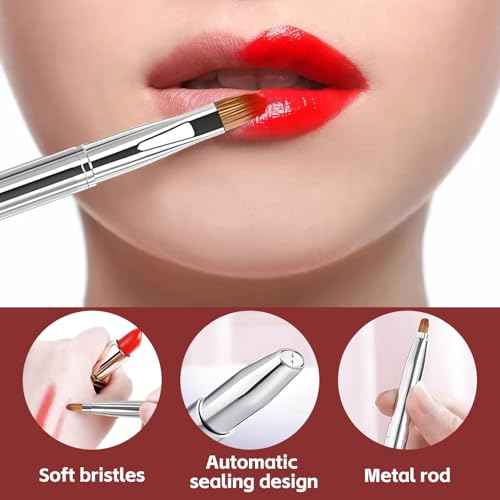 Silver Dual Ended Retractable Lip Brush ? Portable Lip Brush for Lipstick & Lip Gloss, Eyeshadow Applicator, Travel-Friendly Makeup Brush, Includes Lid, Great Gift for Makeup Lovers