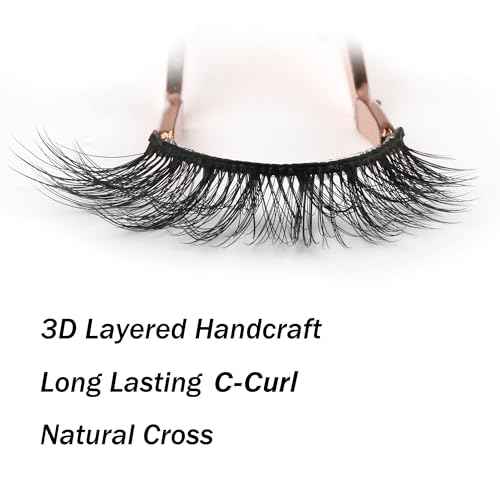 False Eyelashes 14mm Faux 3D Mink Lashes Natural Look Cat Eye Wispy Lashes Pack by Kiromiro, 14 Pairs