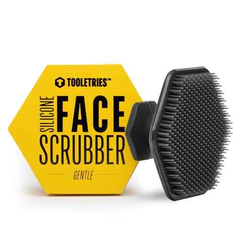 TOOLETRIES Men's Face Scrubber - Premium Silicone Facial Cleansing Brush, Gentle Exfoliator Pad & Soft-Touch Massager - Removes Dead & Dry Skin - Long Lasting Shower Accessories - Charcoal