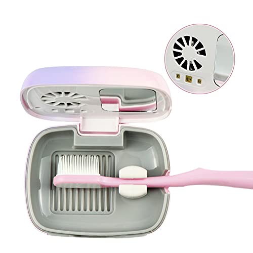 Rechargeable Mini UV Toothbrush Cover with Fan and USB cord for Travel or Home, Long Battery Life and Improved Case Ventilation FOR Better Disinfection (PINK)