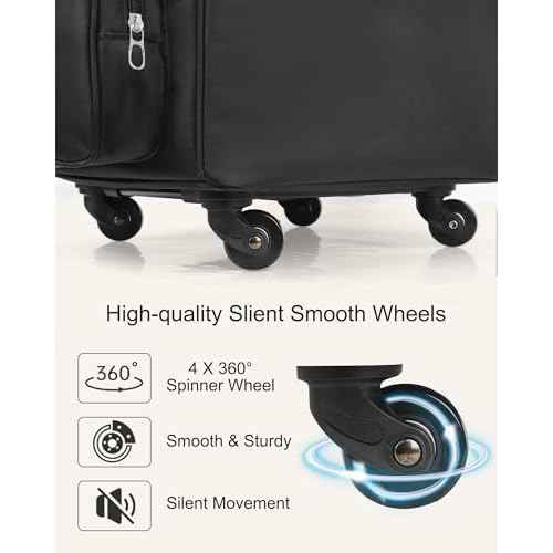 Relavel Rolling Makeup Train Case, Hairstylist Traveling Bag with 4 Wheels, Heat Insulation Full Layer, Adjustable Dividers, Hair Tools and Cosmetics Storage Organizer Trolley Suitcase Makeup Cart
