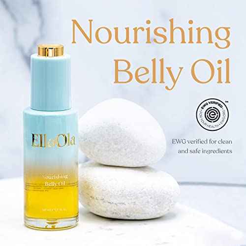 EllaOla Belly Oil for Pregnancy Stretch Marks & Maternity Scars - Quick dry Formula with Squalene and Vitamin C Hydrates Face & Body, Pregnancy + Postpartum Skincare, Fragrance Free | 1.7 fl. oz.