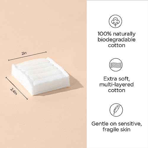 Diane 2.4" x 2" Cotton Squares, 100% Pure Cotton, Ideal for Makeup Removal, Nail Polish Touch-Ups, Skincare, and Everyday Household Use, 160 Count