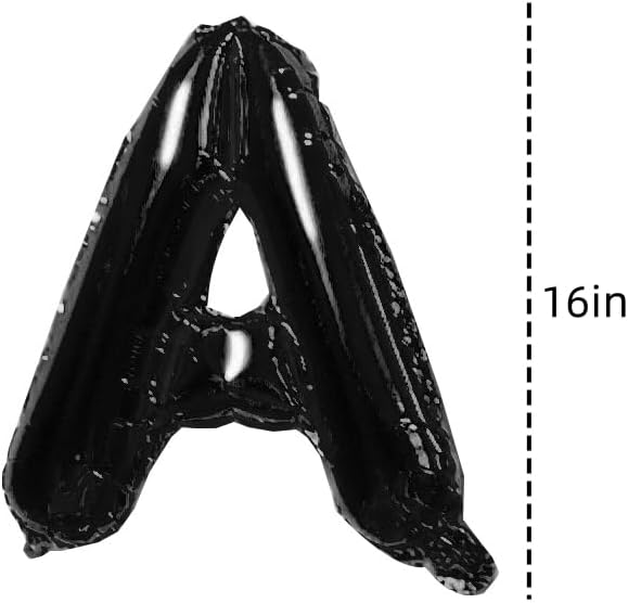 Letter Balloons 16 Inch Mylar Foil Alphabet Balloon Letter A-Z Black Balloons Set for Wedding Birthday Party Decoration Banner 26pcs (black)