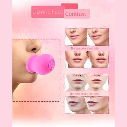 Lip Plumper Device With Face Clean Massage Brush Soft Lip Plumping Quickly Natural Pout Mouth Plumping Tool Beauty Pump Sexy Lip Bigger Mouth Lips Enhancer Lip Plumper Tool (Purple)