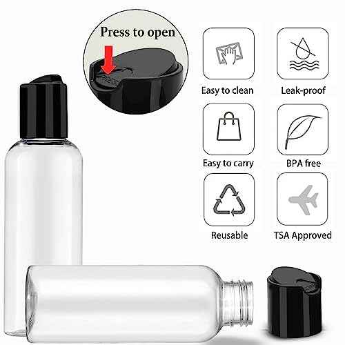 5 Pack 3.4 oz Travel Bottles for Toiletries TSA Approved Leakproof Plastic Empty Travel Size Bottles Containers with Labels