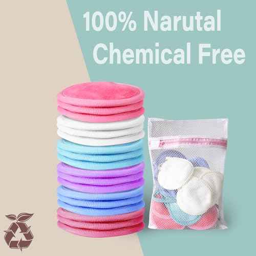 Nugilla Reusable Makeup Remover Pads, 18 Packs Microfiber Face Cloth with a Washable Laundry Bag, Reusable Rounds Towels for Face Cleaning, Soft Facial Rounds Wipes Eyes/Lips Clean for Women Gifts