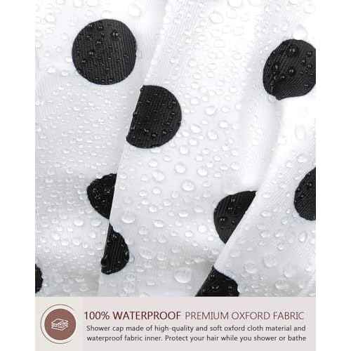 Shower Cap Luxury Shower Caps for Women Reusable Waterproof Large Hair Cap for Shower Non-slip with Adjustable Bowknot Quick-dry Hair Bath Cap for men