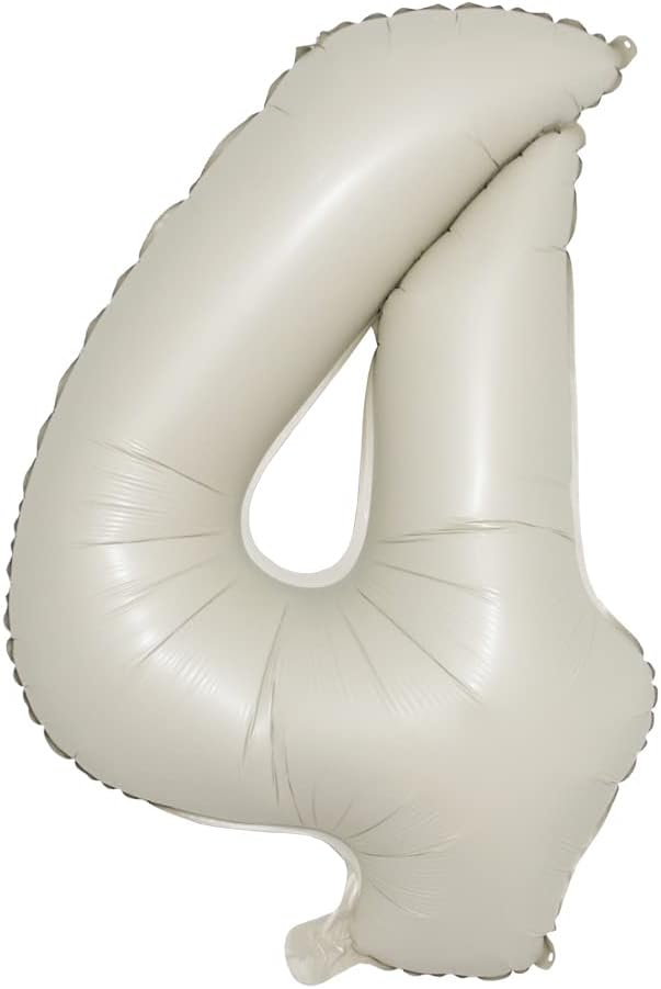 32 inch Cream Color Number Balloons 0-9 Large Digital Foil Helium Ball Girl Kids Adult Happy Birthday Party Decoration Wedding (32 inch Cream 4)