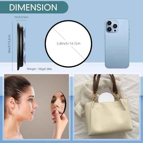 Magnifying Mirror 40X with Suction Cups, Large 6inch Travel 40X Magnified Round Makeup Mirror with High Magnification, Make up Mirror with Tweezers Sets