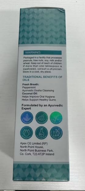 Coconut Oil Pulling for Fresh Breath and Oral Hygiene - Ayurvedic Expert Formulated | Supports Healthy Gums | Natural Teeth Whitening - Includes Tongue Scraper and Measuring Cup - 8 fl. oz