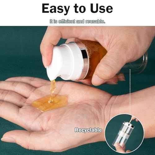 Airless Pump Bottles 3.4oz/100ml 3 Pack Lotion Dispenser Travel Pump Bottles for Toiletries Airless Cosmetic Pump Container Airless Pump Jar for Toiletries Shampoo Cream with Labels(Clear)