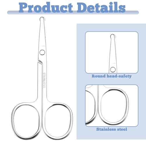 4 Pcs Nose Hair Scissors, Rounded Tip Eyebrow Scissors Stainless Steel Blunt Tip Trimmer Will Not Hurt the Nasal Cavity for Nose Eyebrow Eyelashes Trimming Mustache Beard Grooming
