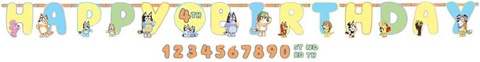 Bluey Multicolor Jumbo Add An Age Paper Letter Banner - 10" x 10.5' (Pack Of 1) - Perfect For Birthday Parties & Celebrations