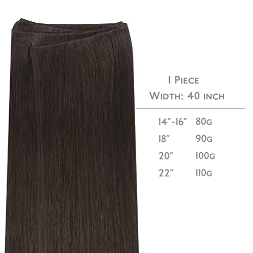 WENNALIFE Sew in Hair Extensions Real Human Hair, 22 Inch 110g Dark Brown Machine Weft Remy Hair Hand Tied Weft Straight Extensiones De Cabello Hmano