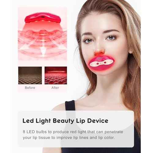 FERNIDA Red Light Lip Therapy for Women Rechargeable Lip Device with Heated Eye Care, Improve Lip Color & Smooth Lip Wrinkles, Red