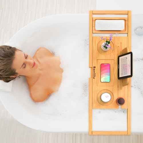 Bathtub Tray - Bath Tray Expandable - Bath Tub Tray Table for Bathtub, Ajustable Size, Fits Most Tubs