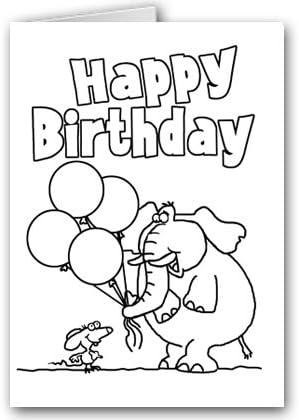 Stonehouse Collection | Kids Color-In Birthday Greeting Cards | Elephant Holding Balloons Design | Fun DIY Cards for Children to Personalize & Color Color Card and Envelopes (Balloons)
