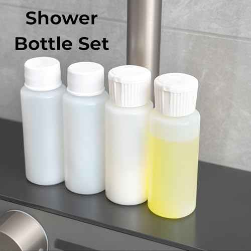 2oz TSA Approved Translucent Squeeze Bottles with Fliptop & Extra Screw Caps, Set of 4, Leak Proof, FDA Compliant. Safe for Premium Costmetic, Shampoo, Conditioner and DIY projects. (HDPE FlipTop)
