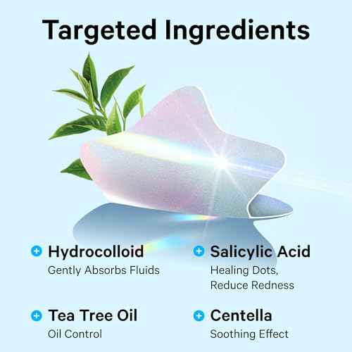 Sosky Hologram Pimple Patches for Face, Hydrocolloid Acne Patches with Salicylic Acid, Cute Star Zit Stickers,Colorful Blemish Covers,48 Count Blue Cloud