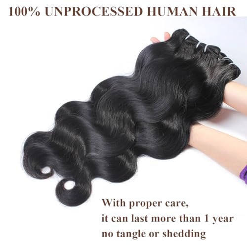 Human Hair Bundles Body Wave Bundles Human Hair 12A Grade 100% Unprocessed Brazilian Virgin Hair 3 Bundles Human Hair Extensions for Black Women Natural Color 20 20 20 Inch
