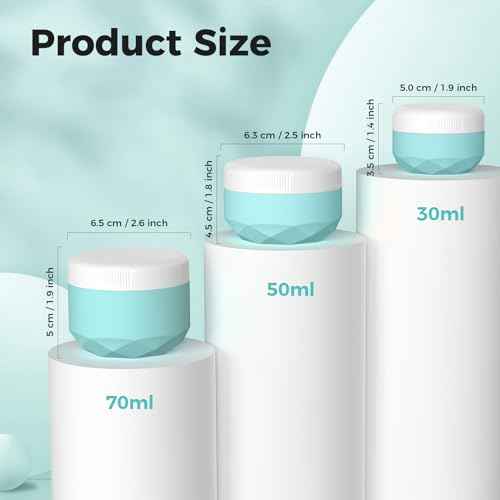 Travel Containers for Toiletries, 4-Pack TSA Approved Silicone Jars (1.7oz) - BPA Free Leakproof Cosmetic Containers for Creams, Lotion, Skincare & Makeup with Bonus Waterproof Bag