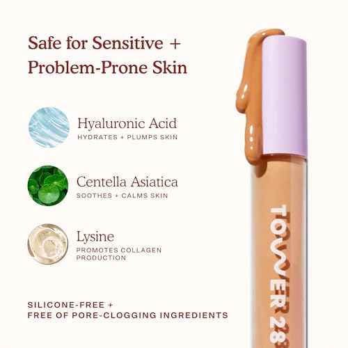 Tower 28 Beauty Swipe Serum Concealer - Hydrating Buildable Medium-Coverage Concealer with Skincare Benefits for Sensitive Skin - Shade 4.0 DTLA, Light with Cool Undertones, 0.22 Fl Oz