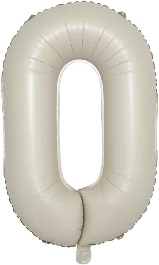 32 inch Cream Color Number Balloons 0-9 Large Digital Foil Helium Ball Girl Kids Adult Happy Birthday Party Decoration Wedding (32 inch Cream 0)