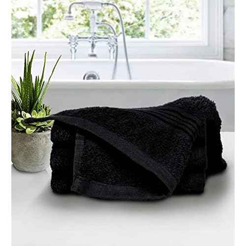 Belizzi Home Ultra Soft Cotton Washcloths, Contains 12 Piece Face Cloths 12x12 inch, Ideal for Everyday use Face Towels, Compact & Lightweight Multi Purpose Washcloths - Black