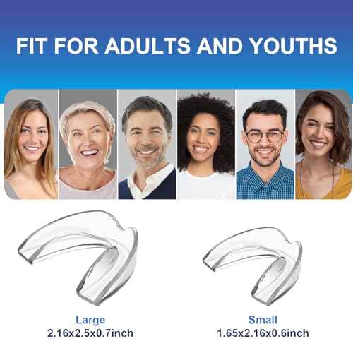 Mouth Guard for Grinding Teeth at Night, Neateeth Night Guards for Teeth Grinding & Clenching, Pack of 4 Dental Guards for Sleeping ? 2 Sizes, Travel Case Included