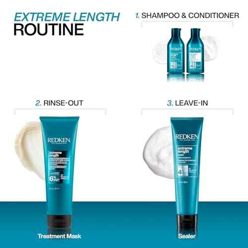 Redken Extreme Length Biotin Conditioner For Longer Hair ? Promotes Healthy Hair Growth, Strengthens & Detangles Damaged Hair, Infused With Biotin & Castor Oil?