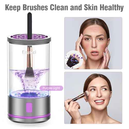 Electric Makeup Brush Cleaner Machine - 2 in 1 Automatic Spinning Cosmetic Brush Washer, Portable Makeup Brushes Cleanser for All Foundation Brush Types and Beauty Sponges