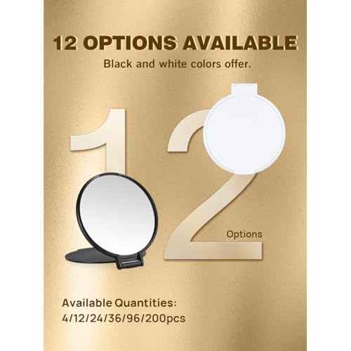Qislee Compact Mirror Bulk, Round Makeup Bulk Compact Mirrors for Purse, Set of 36 (White)